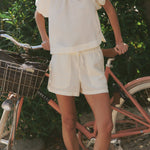 Marine Layer Linen Drawstring Short in Antique White