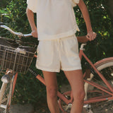 Marine Layer Linen Drawstring Short in Antique White