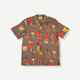 Duvin Tiki Bar Cabana Shirt in Brown - flat lay