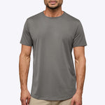 AO Curve Hem Tee in Charcoal on model, front