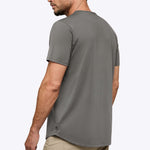 AO Curve Hem Tee in Charcoal on model, back