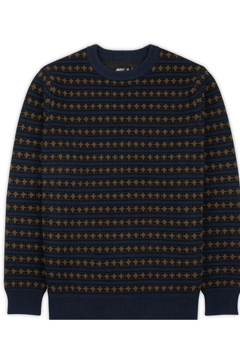 Jetty Strata Fairisle Stripe Sweater in Graphite