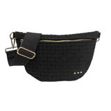 Suede Westlyn Woven Bum Bag in Suede Black