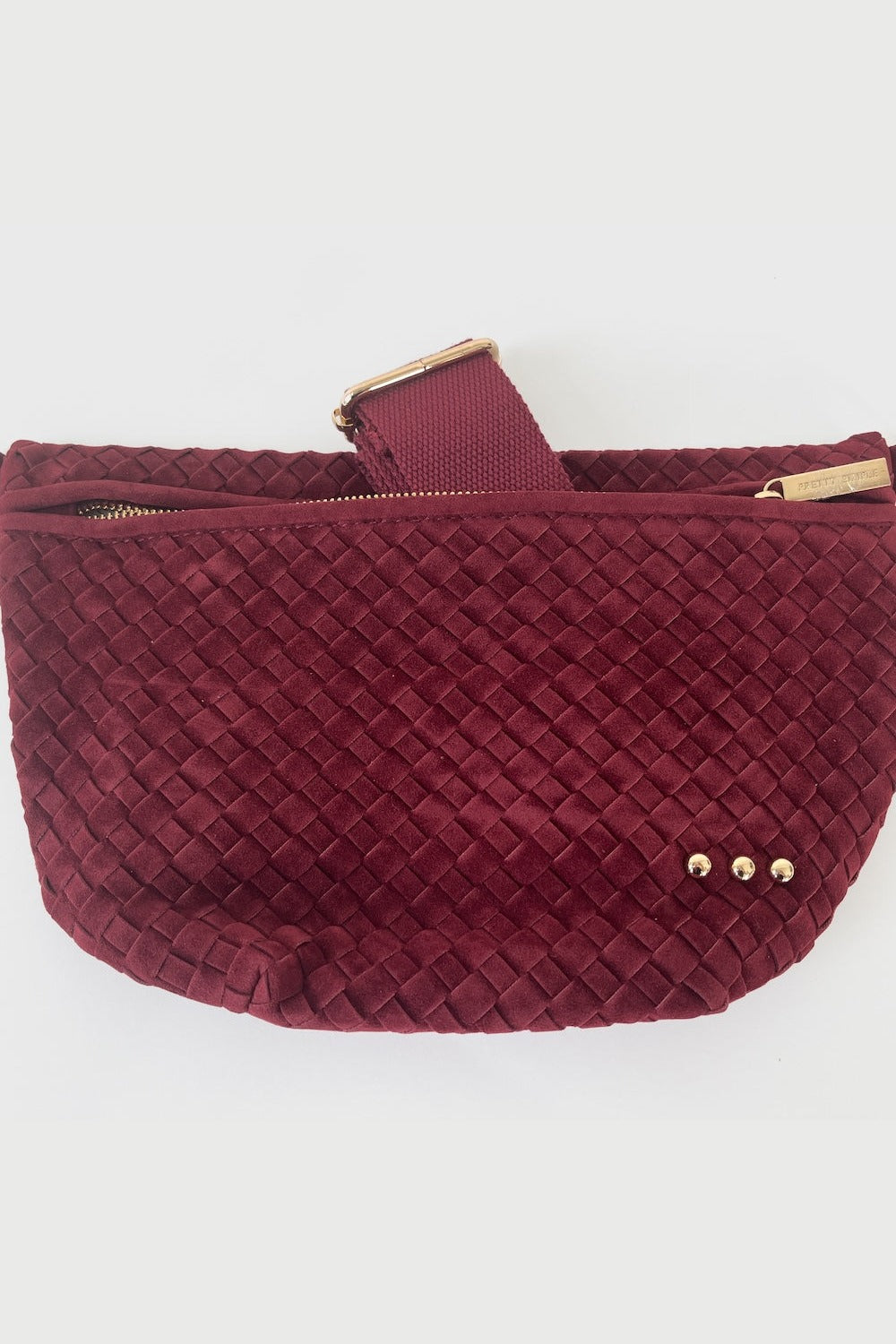 Suede Westlyn Woven Bum Bag in Suede Burgundy