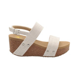 Summerlove Linen Strap Wedge Sandal