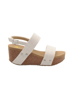 Summerlove Linen Strap Wedge Sandal