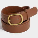 Melina Metallic Oval Buckle Faux Leather Belt