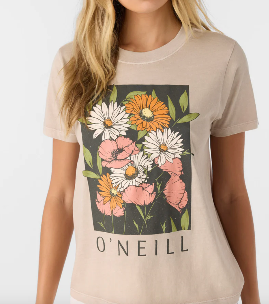 O'Neill - Womens - Tops - Tanks - Heritage Daisy Taupe Tee - MTT Collective