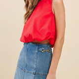 Sleeveless Open Back Crop Top Blouse