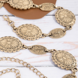 Ornate Oval Western Concho Disc Chain Belt