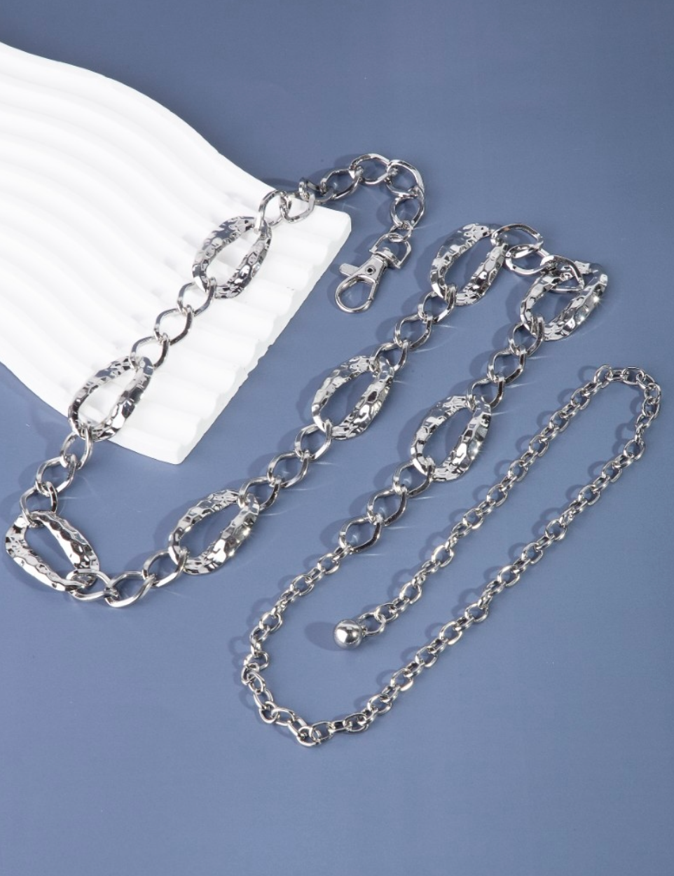 Priscila Warped Metallic Oval Chain Belt