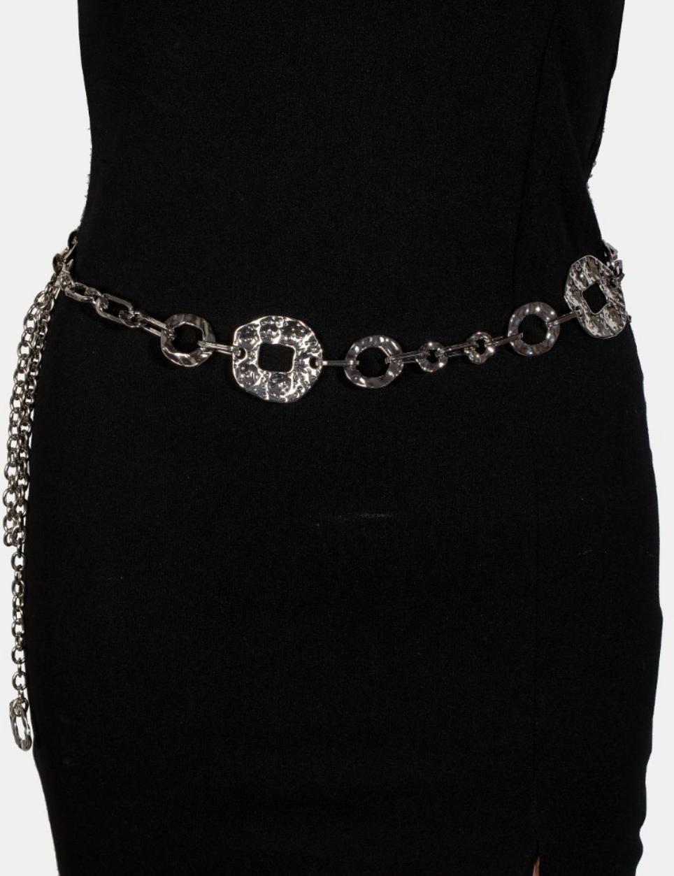 Beatrice Warped Metallic Flat Chain Belt