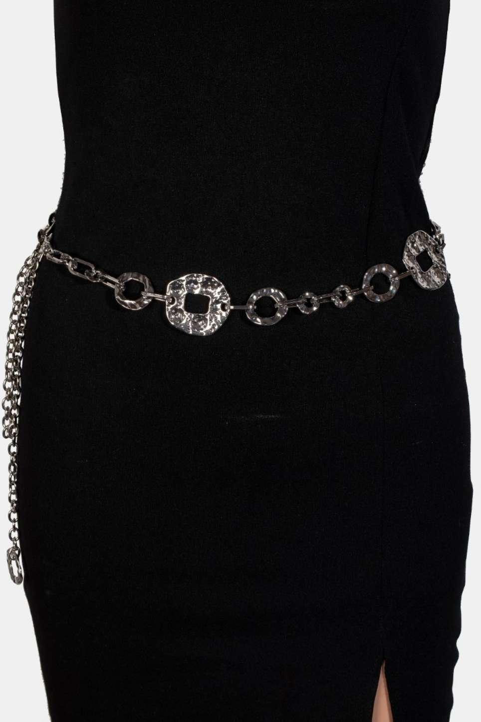 Beatrice Warped Metallic Flat Chain Belt