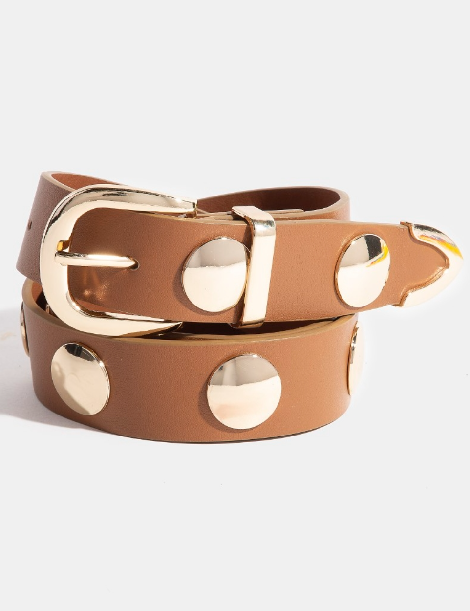 Belen Metallic Disc Studded Vegan Leather Belt