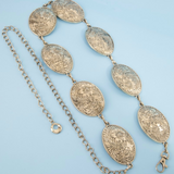 Gracelynn Flower Engraved Oval Concho Chain Belt