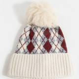 Blair Argyle Knit Pom Beanie