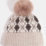 Blair Argyle Knit Pom Beanie