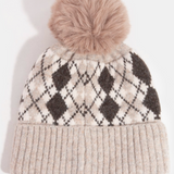 Blair Argyle Knit Pom Beanie