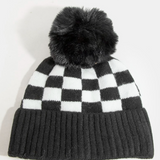 Camila Checkered Pom Beanie