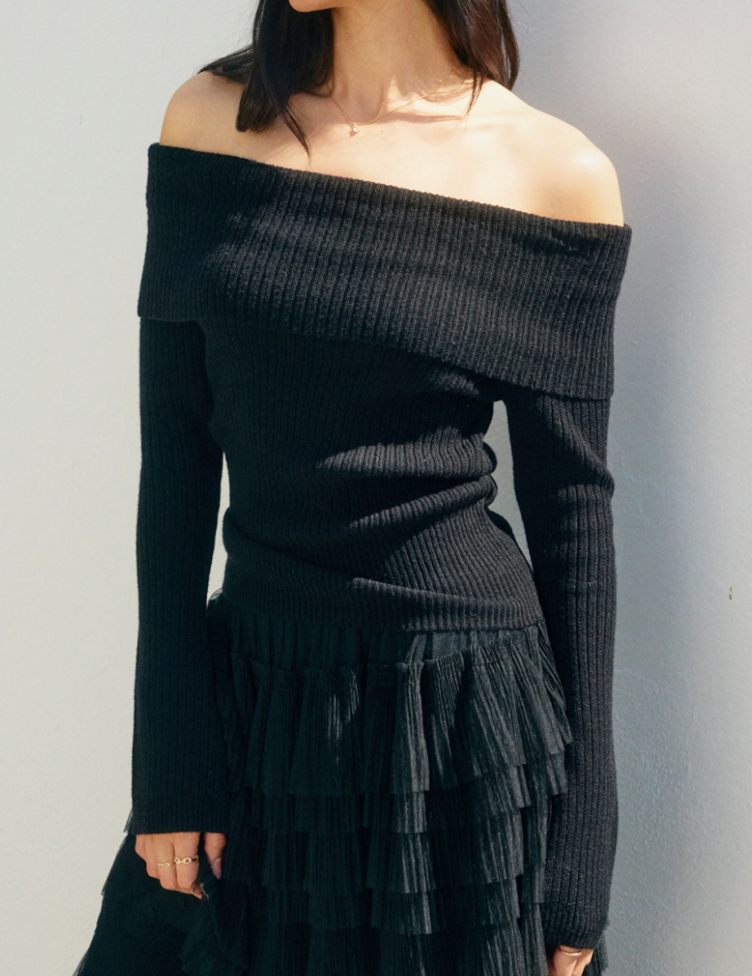 Charlotte Foldover Off The Shoulder Sweater