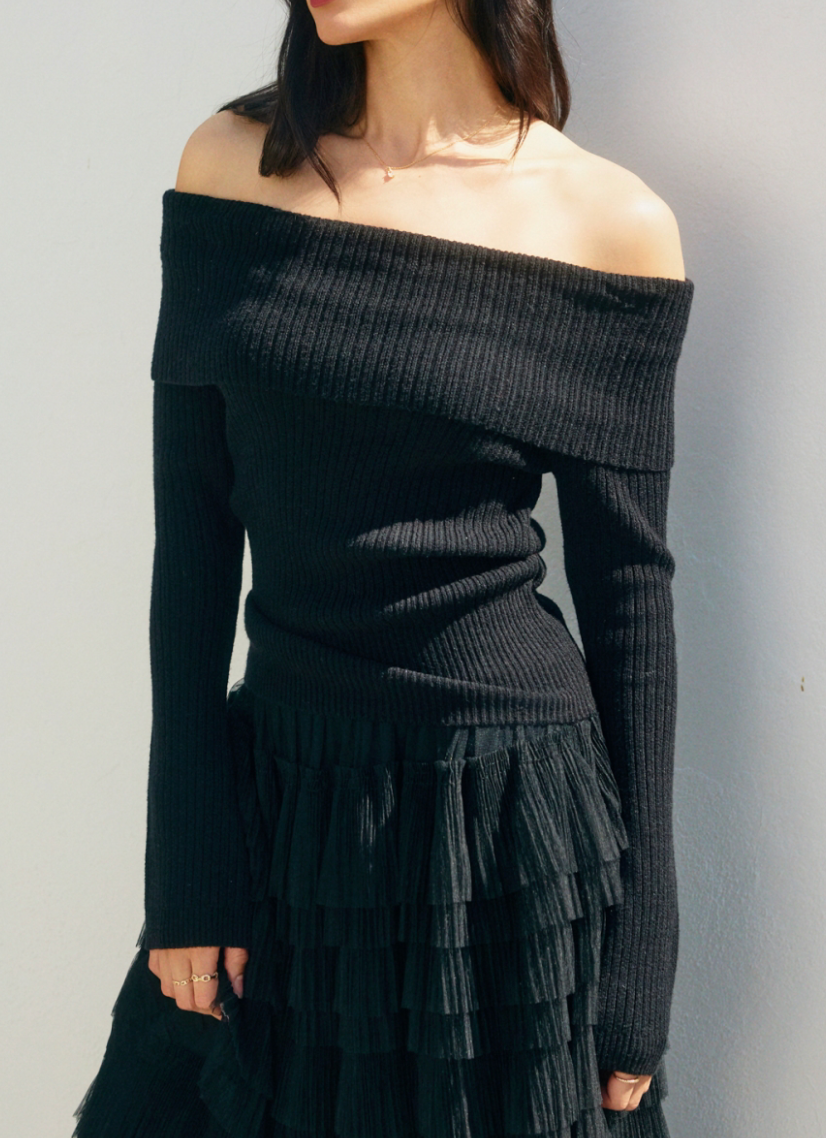 Charlotte Foldover Off The Shoulder Sweater