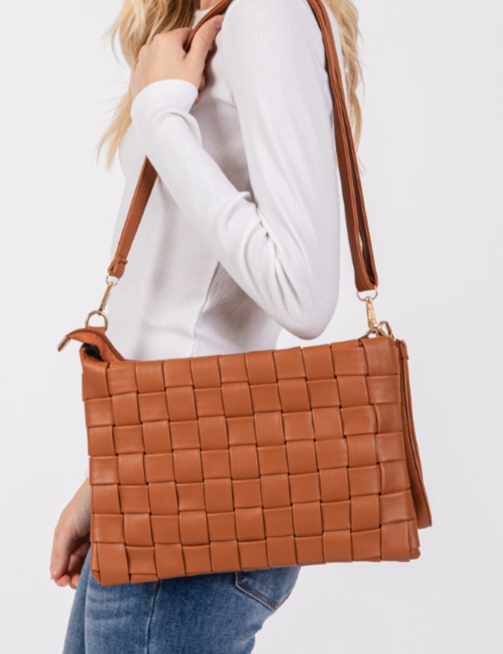 Gia Faux Leather Basket Weave Hand Bag