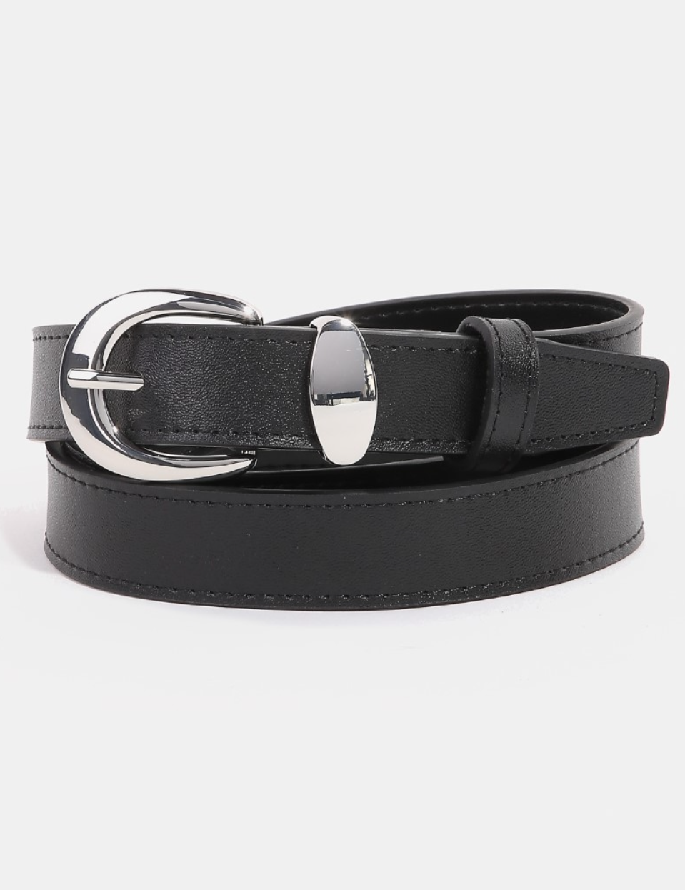 Presleigh Metallic Crescent Buckle Leather Belt