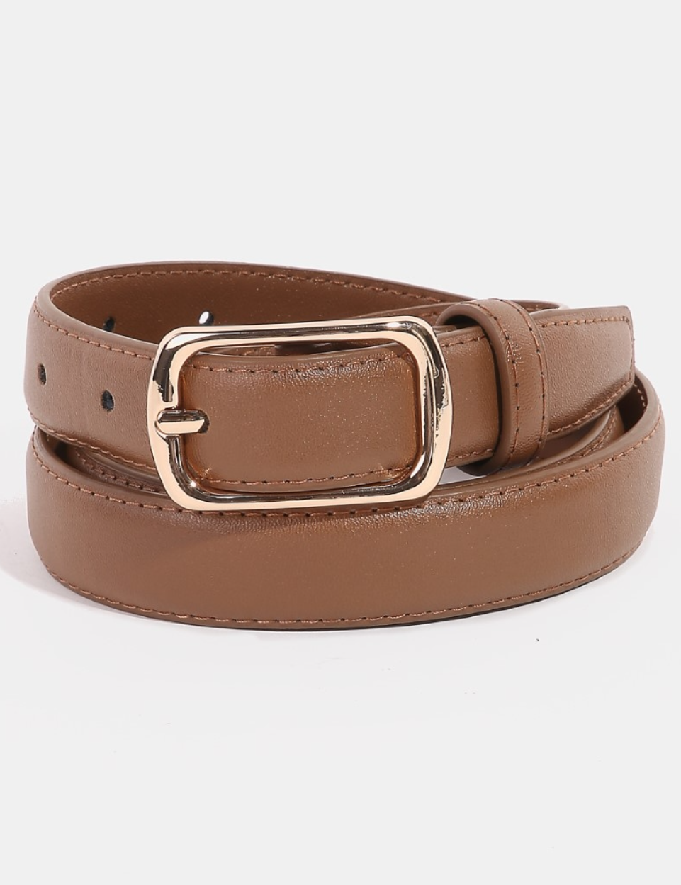 Brynn Metallic Rectangle Buckle Leather Belt