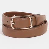 Brynn Metallic Rectangle Buckle Leather Belt