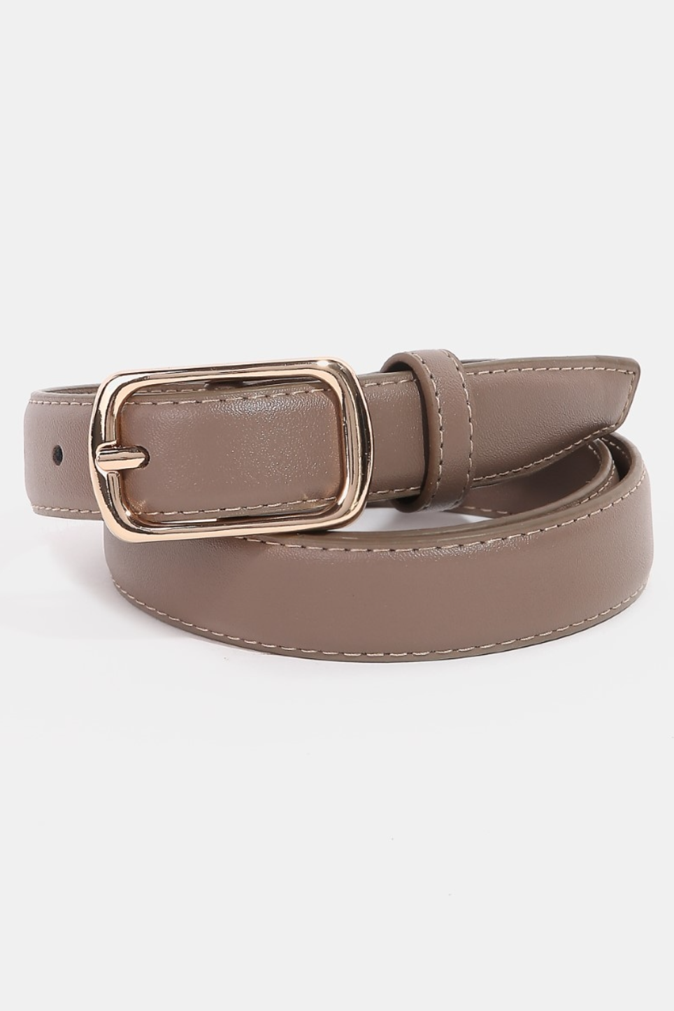 Brynn Metallic Rectangle Buckle Leather Belt