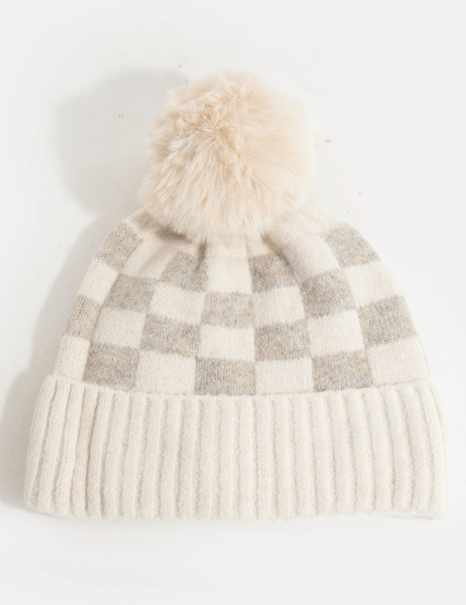 Camila Checkered Pom Beanie