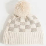 Camila Checkered Pom Beanie