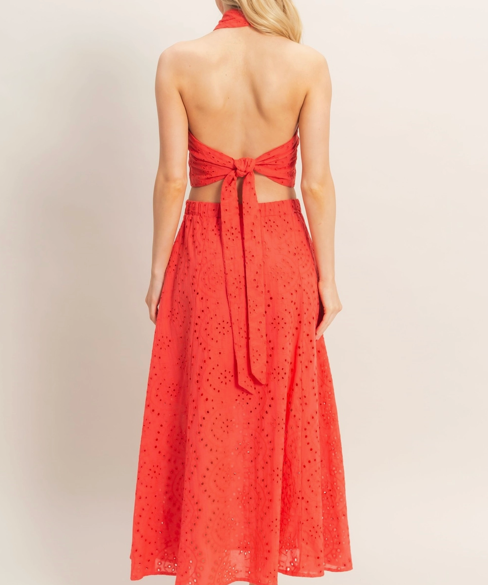 Annalise Eyelet Detailed Midi Skirt