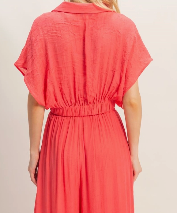 Collared Wrap V-Neck Top