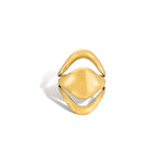 Triple layer sculptural ring in gold