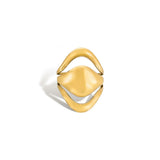 Triple layer sculptural ring in gold