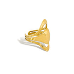Triple layer sculptural ring gold side view