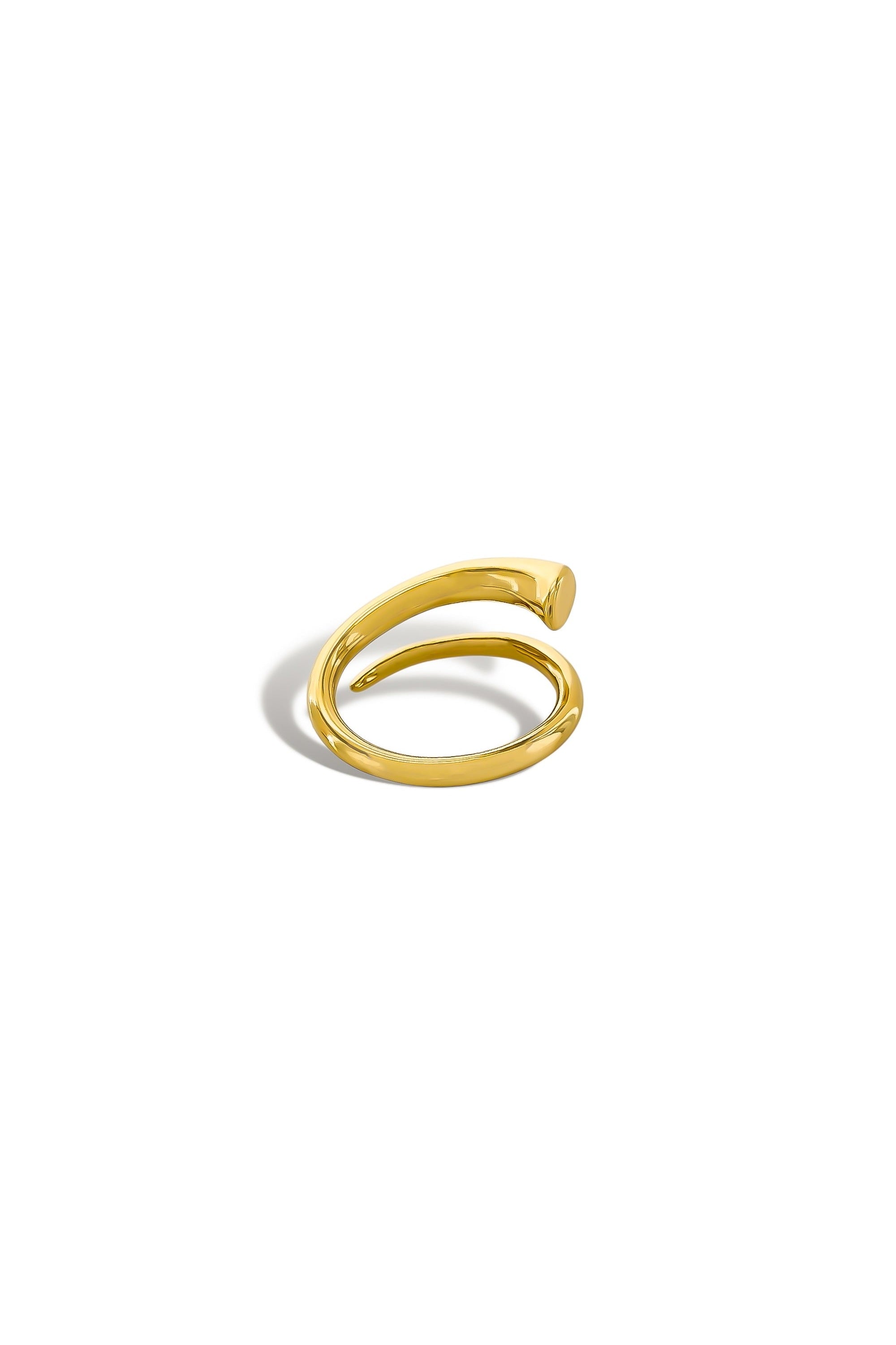 Open spiral wrap ring gold side view