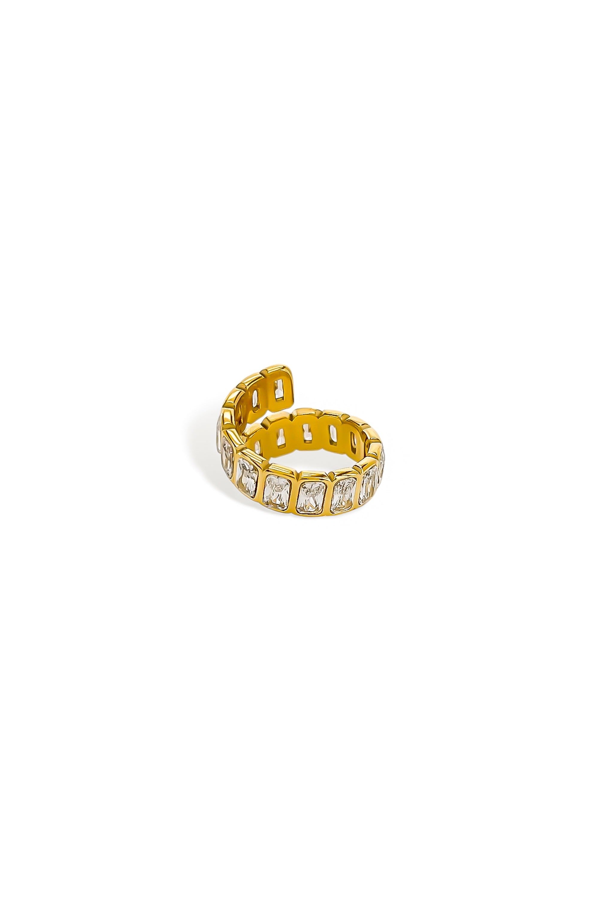 Baguette cubic zirconia open wrap ring detail