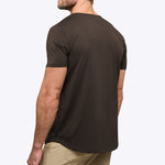 AO Curve Hem Tee in Truffle on model, back