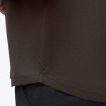 AO Curve Hem Tee in Truffle, curved hem detail