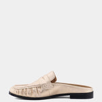 Tuscany penny loafer mule in gold, angled side view