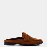 Shu Shop Tuscany Penny Loafer Mule in Tan Suede
