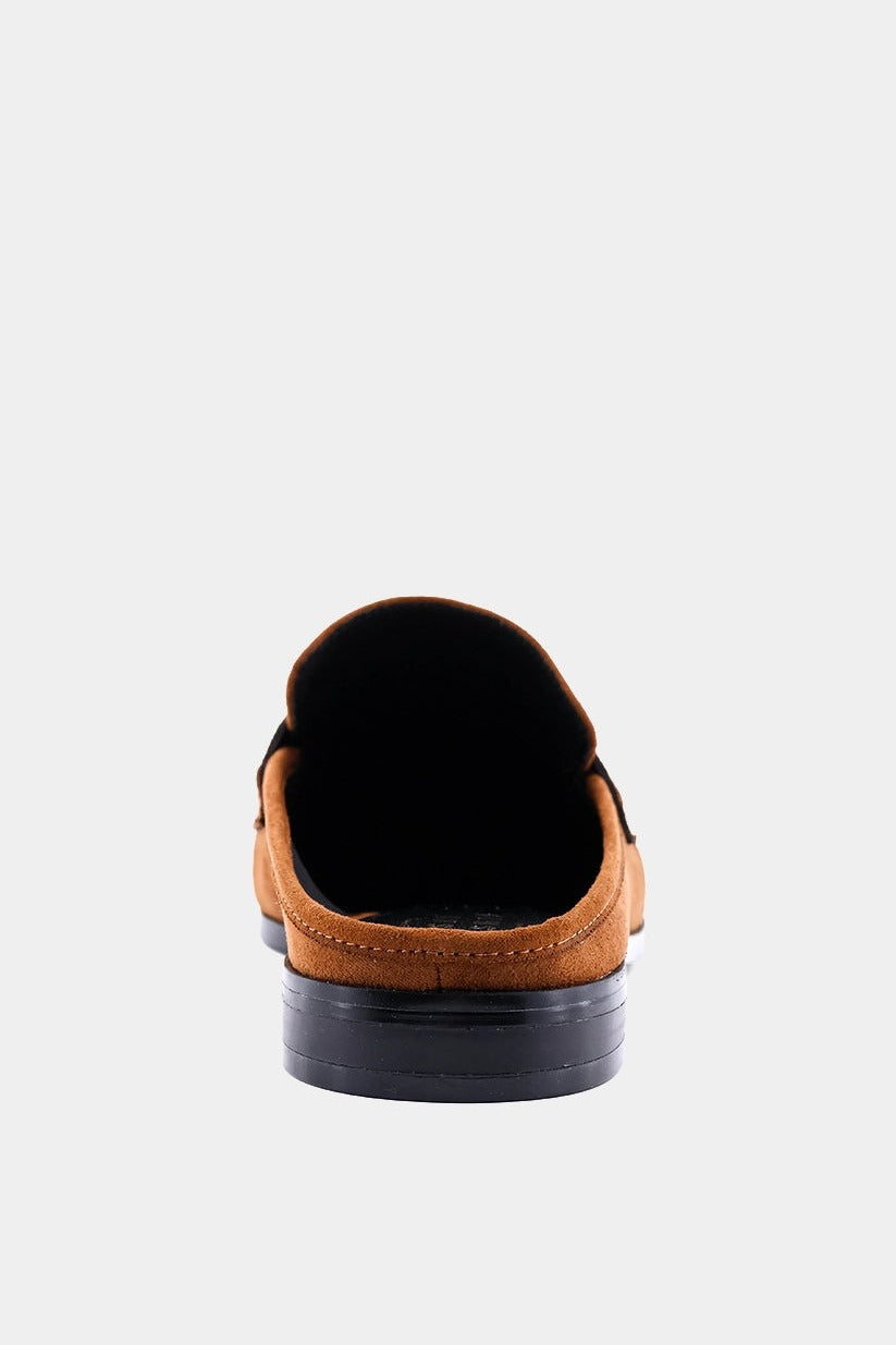 Shu Shop Tuscany Penny Loafer Mule in Tan Suede