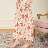 Floral Pull-On Slip Midi Skirt - Cream Multi