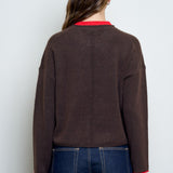 Dune Contrast Rolled Edge Pullover