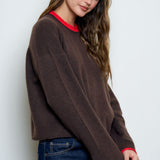 Dune Contrast Rolled Edge Pullover