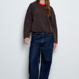 Dune Contrast Rolled Edge Pullover