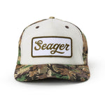 Seager Uncle Bill Hemp Snapback in Camo and Cream, front view