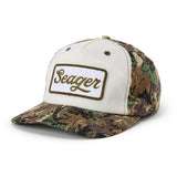 Seager Uncle Bill Hemp Snapback in Camo and Cream, three quarter view
